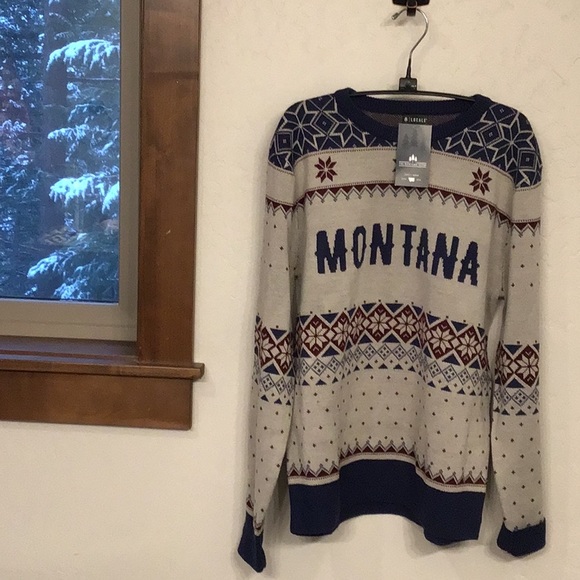 Montana Scene Montana Christmas Sweater, gray, M, NWT - Picture 4 of 11